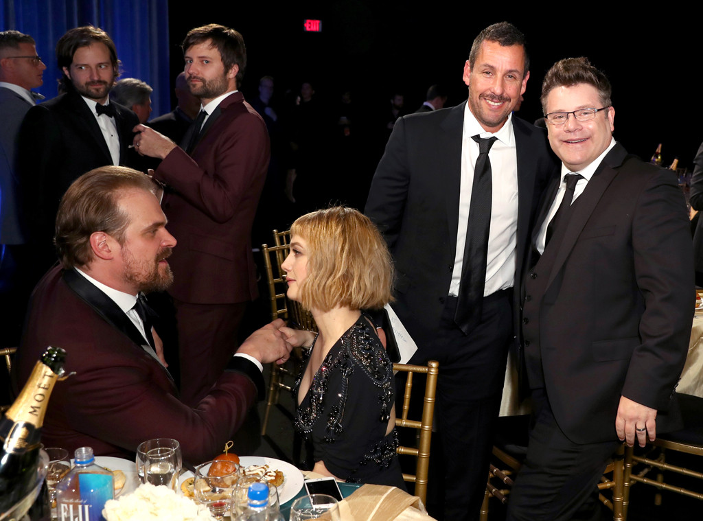David Harbour with girlfriend Alison Sudol at 2018 Critics' Choice Awards